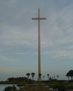 This is the tallest free standing cross in North America. It overlooks the bay at the Mission de Nombre de Dios.